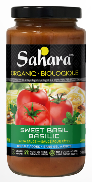 Sahara Organic Basil Pasta Sauce No Sugar or Salt Added - 740ml